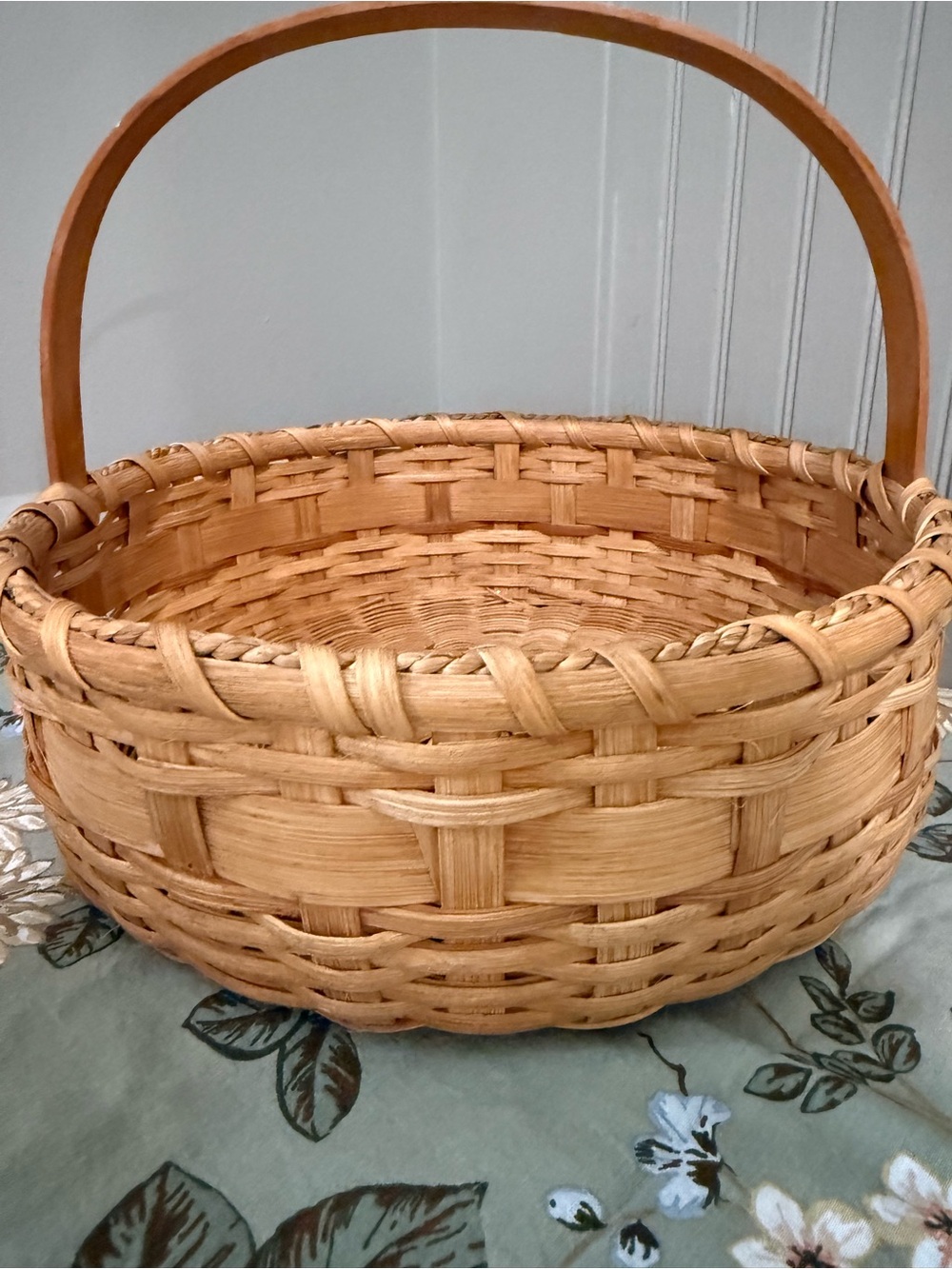 Woven Basket with Handle in Brown